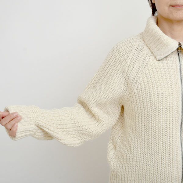 オーガニックコットン＆ウール ニットジップアップカーデ