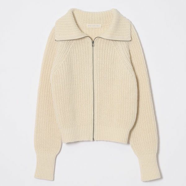 オーガニックコットン＆ウール ニットジップアップカーデ