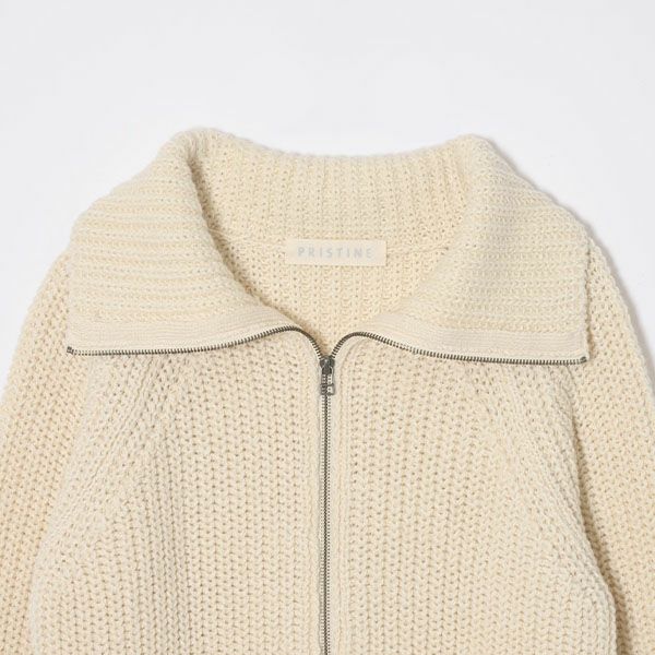 オーガニックコットン＆ウール ニットジップアップカーデ