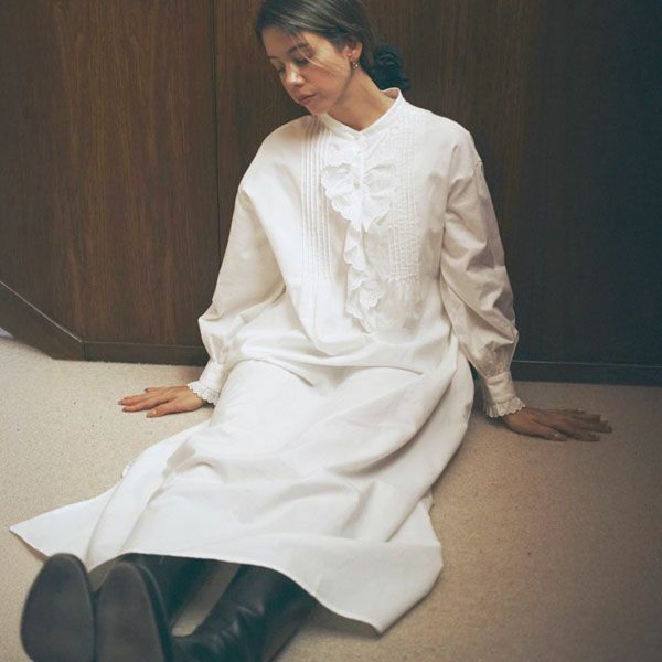 オーガニックコットン クラシックローズ レースワンピース