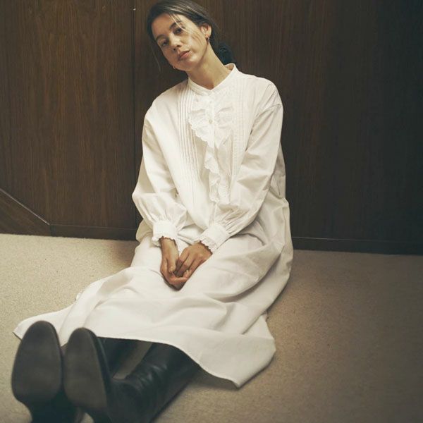 オーガニックコットン クラシックローズ レースワンピース