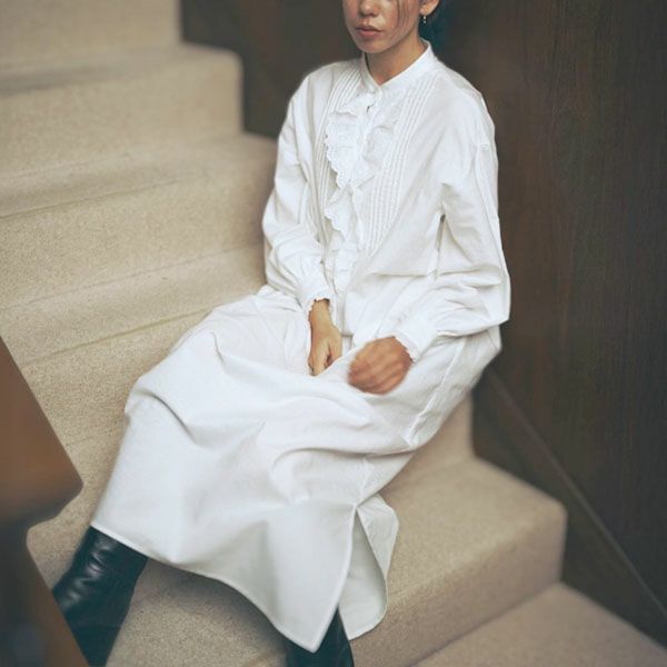 オーガニックコットン クラシックローズ レースワンピース