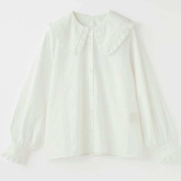 オーガニックコットン クラシックローズレース襟ブラウス