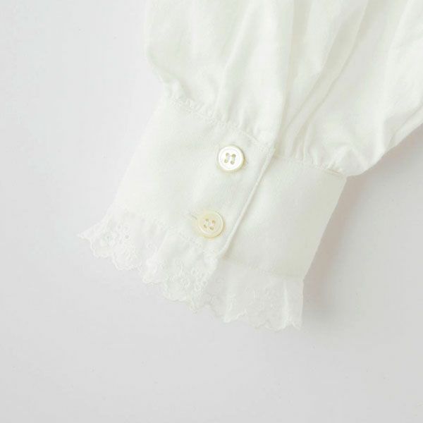 オーガニックコットン クラシックローズレース襟ブラウス
