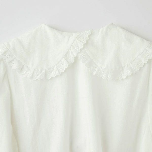オーガニックコットン クラシックローズレース襟ブラウス