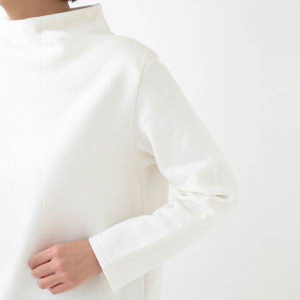 オーガニックコットン 裏起毛 フォールデッドネックトップ