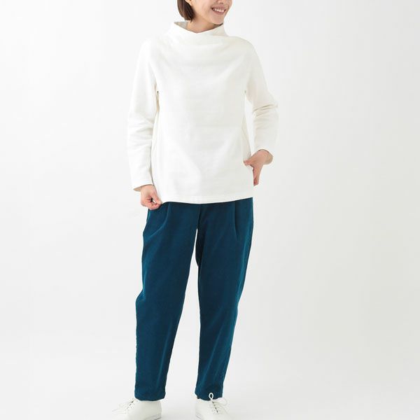 オーガニックコットン 裏起毛 フォールデッドネックトップ