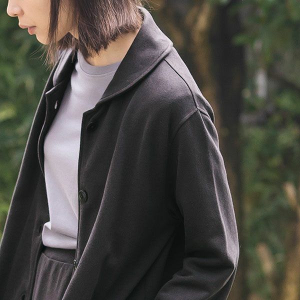 オーガニックコットン 裏起毛 ラウンドカラーコート