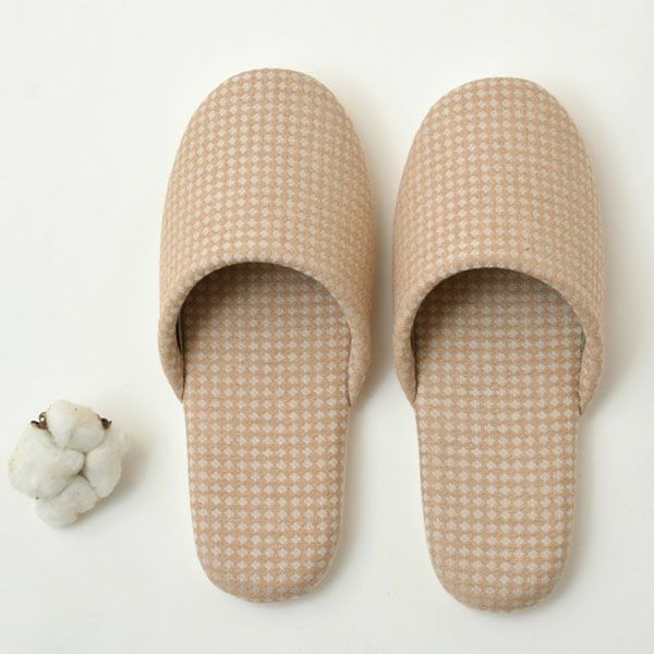 オーガニックコットン ダイヤ柄スリッパ