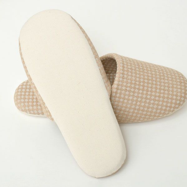 オーガニックコットン ダイヤ柄スリッパ