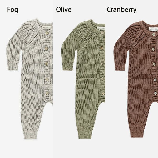 オーガニックコットン ベビー チャンキーニット ジャンプスーツ(長袖)