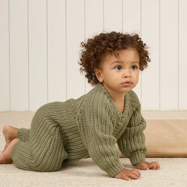 オーガニックコットン ベビー チャンキーニット ジャンプスーツ(長袖)