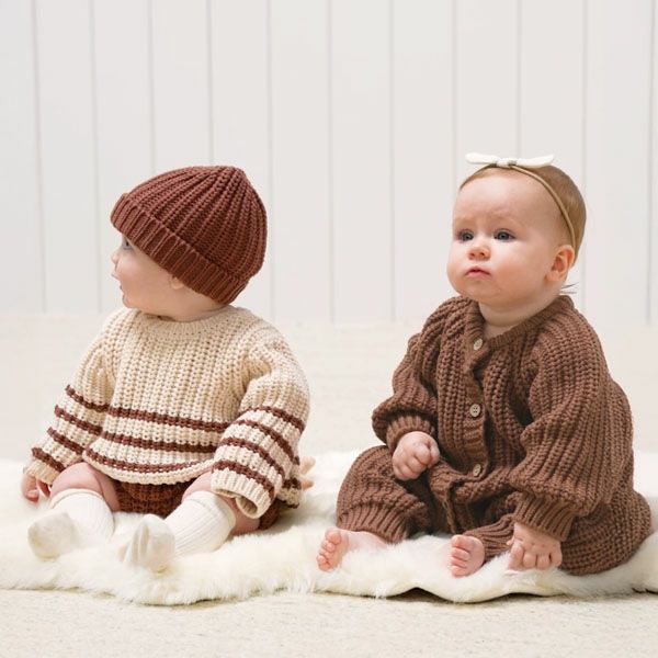 オーガニックコットン ベビー チャンキーニット ジャンプスーツ(長袖)