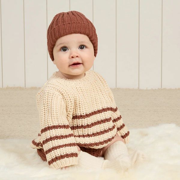オーガニックコットン ベビー 畔編みニットセーター