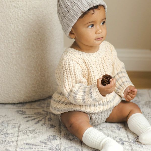 オーガニックコットン ベビー 畔編みニットセーター