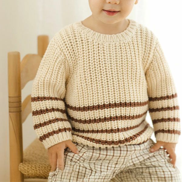 オーガニックコットン ベビー 畔編みニットセーター
