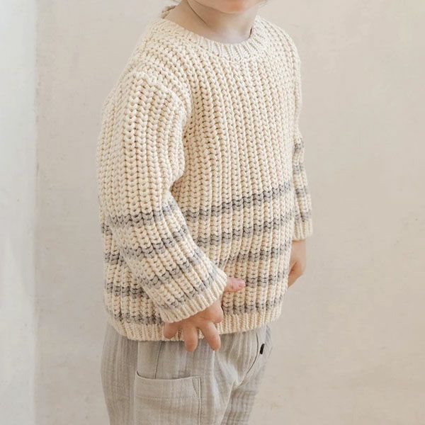 オーガニックコットン ベビー 畔編みニットセーター