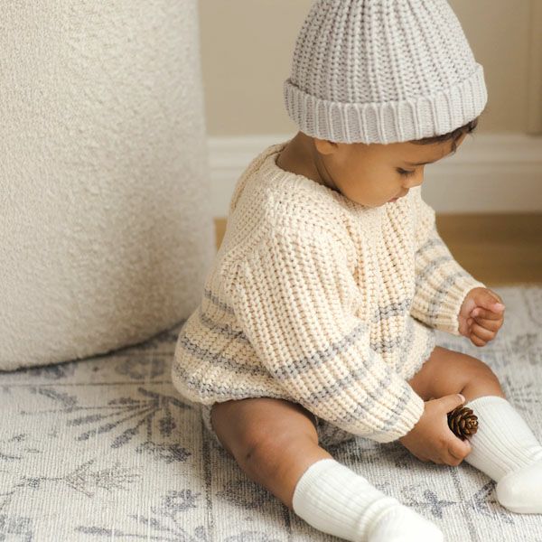 オーガニックコットン ベビー 畔編みニットセーター