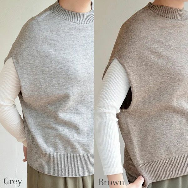 オーガニックコットン＆ヤク モックネックベスト