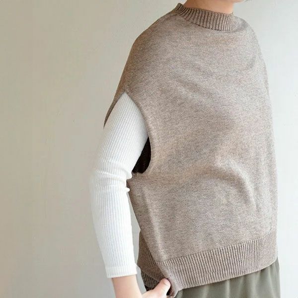 オーガニックコットン＆ヤク モックネックベスト