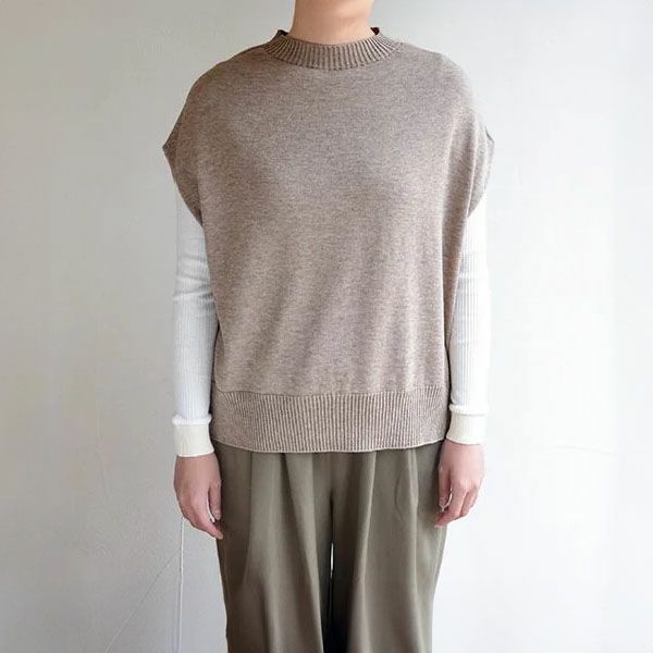 オーガニックコットン＆ヤク モックネックベスト