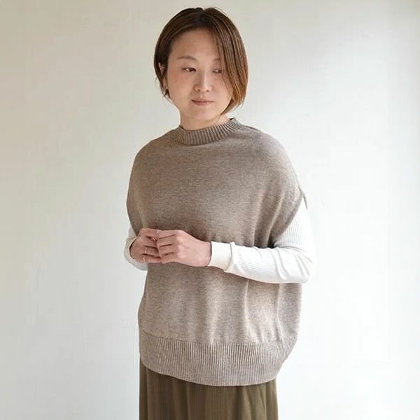 オーガニックコットン＆ヤク モックネックベスト