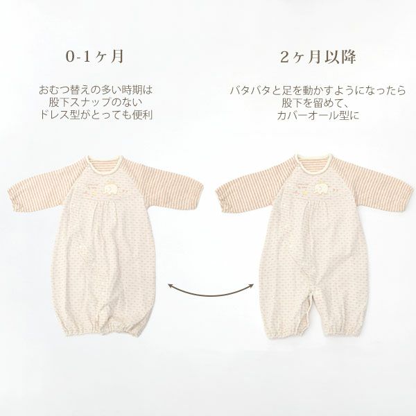 オーガニックコットン ベビー 接結ドレスオール