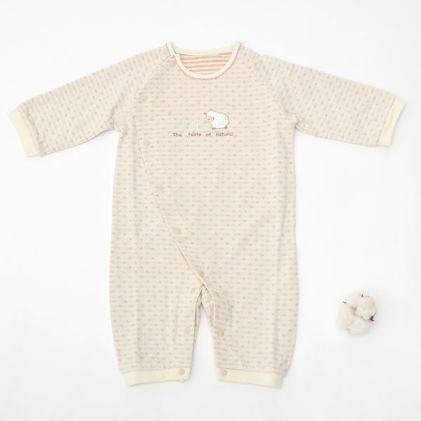 オーガニックコットン ベビー 接結ひつじカバーオール
