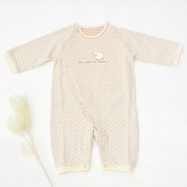 オーガニックコットン ベビー 接結ひつじカバーオール