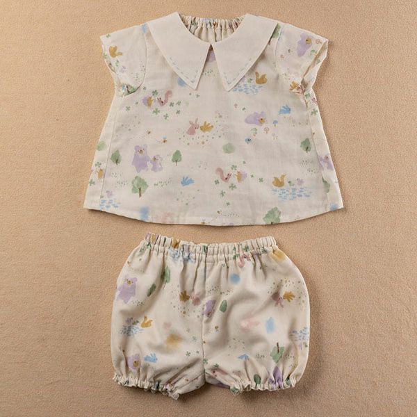 オーガニックコットン ベビー【夢みる森】ダブルガーゼ セットアップ