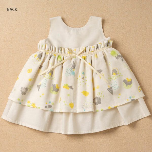 オーガニックコットン ベビー【ミントの森】ダブルガーゼ ドレス