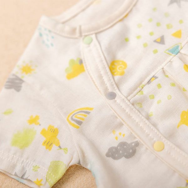 オーガニックコットン ベビー【ミントの森】ダブルガーゼ ロンパース