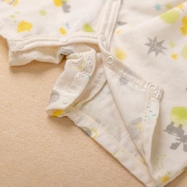 オーガニックコットン ベビー【ミントの森】ダブルガーゼ ロンパース