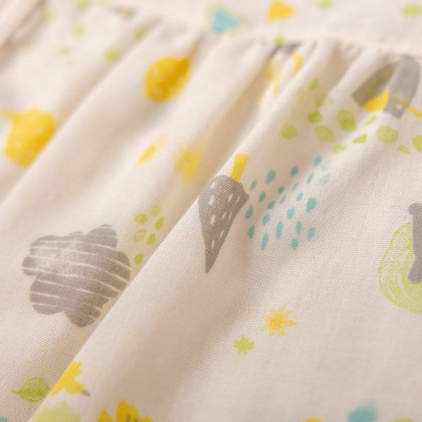 オーガニックコットン ベビー【ミントの森】ダブルガーゼ ロンパース