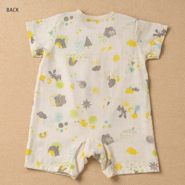 オーガニックコットン ベビー【ミントの森】ダブルガーゼ ロンパース