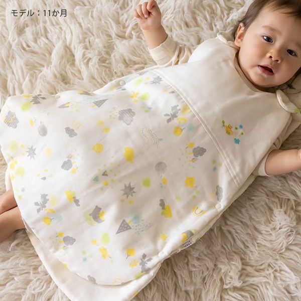 オーガニックコットン ベビー【ミントの森】ダブルガーゼ スリーパー