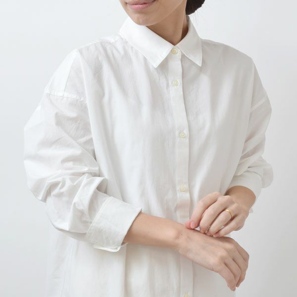 オーガニックコットン ポプリン コクーンシャツワンピース