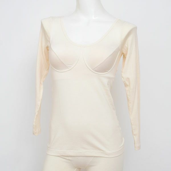 オーガニックコットン カップ付9分袖プルオーバー