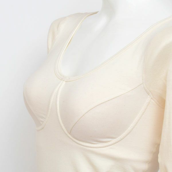 オーガニックコットン カップ付9分袖プルオーバー