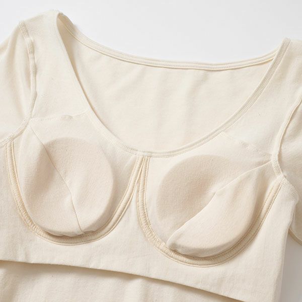 オーガニックコットン カップ付9分袖プルオーバー