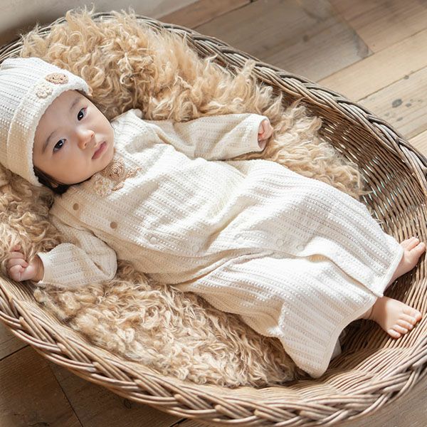 オーガニックコットン ベビー【手編みモチーフ】レーシーニットの2WAYドレス