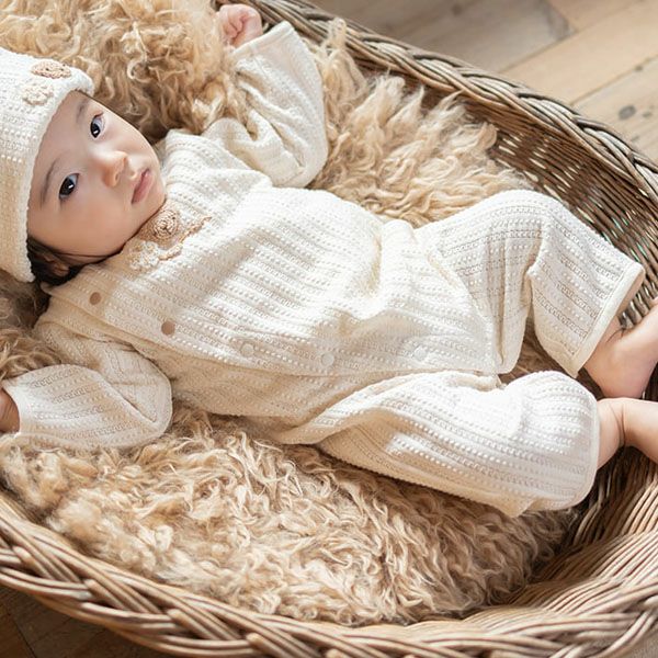 オーガニックコットン ベビー【手編みモチーフ】レーシーニットの2WAYドレス