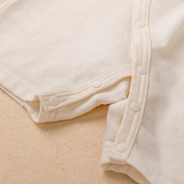 オーガニックコットン ベビー【手編みモチーフ】ガーゼロンパース