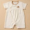オーガニックコットン ベビー【手編みモチーフ】ガーゼロンパース