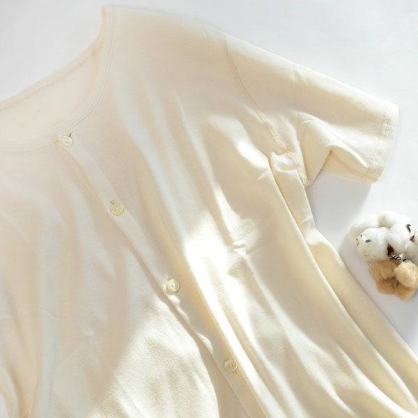オーガニックコットン 前開きボタン肌着(半袖)