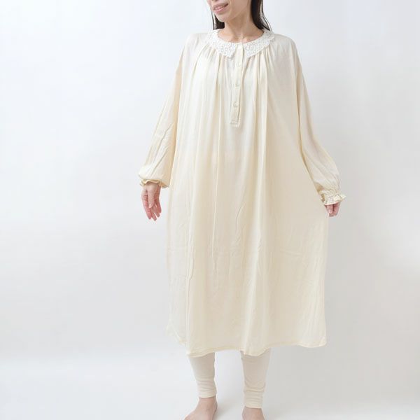 オーガニックコットン チェリー レースライトコットンロングドレス