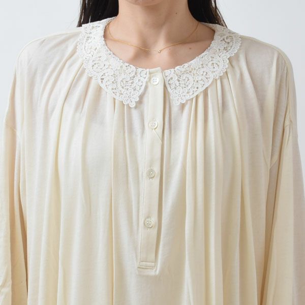 オーガニックコットン チェリー レースライトコットンロングドレス