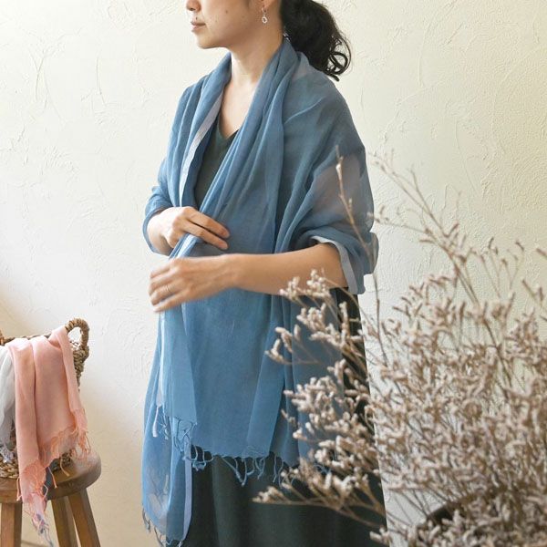 オーガニックコットン 手織フワリストール