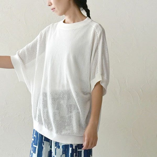 オーガニックコットン メッシュニットトップス