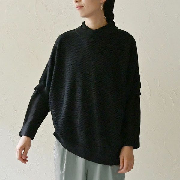 オーガニックコットン メッシュニットトップス